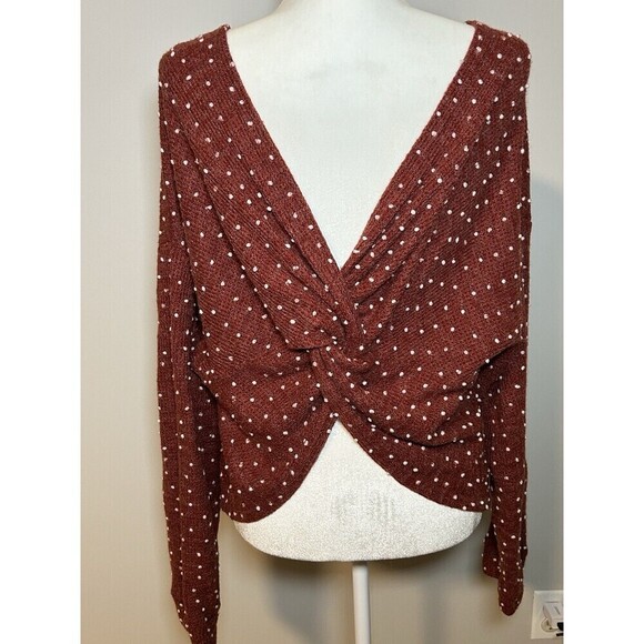 Papermoon Twist Back Sweater Crimson White Pom Pom Size Large - Picture 4 of 8